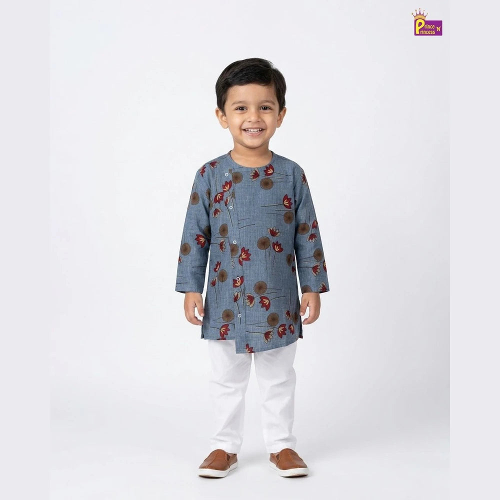 Boys Blue-Grey Kurta Pajama KP033